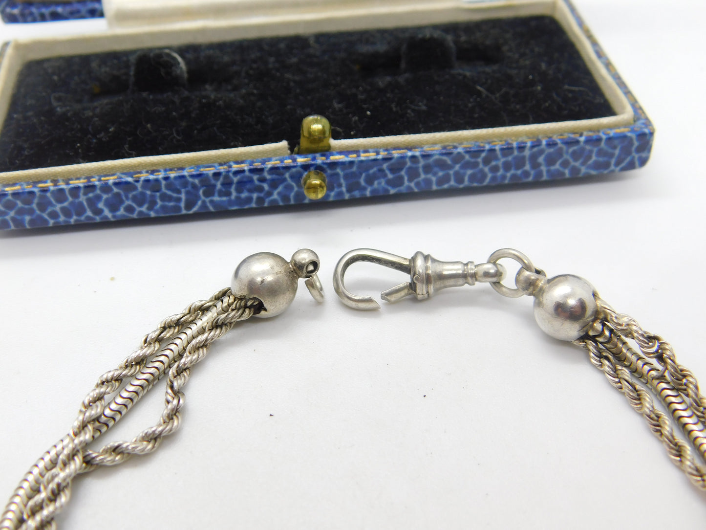 Victorian French Sterling SIlver Albertina Bracelet with Ball Links Antique 1860