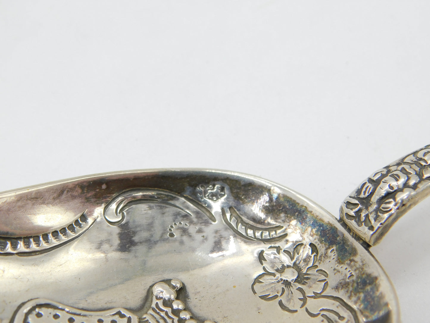 Victorian Dutch .833 Grade Silver Stork Pattern Christening Spoon c1890 Antique