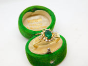 18ct Yellow Gold, Emerald & 0.25ct Diamond Crossover Ring Vintage c1980
