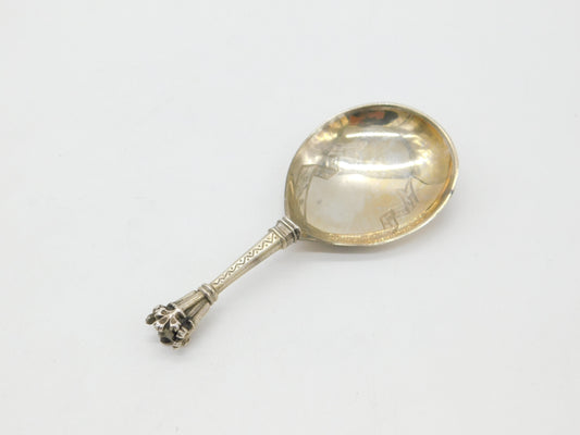 Norwegian .830 Grade Silver Crown Terminal Tea Caddy Spoon c1890 Bergen Antique