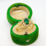 18ct Yellow Gold, Emerald & 0.25ct Diamond Crossover Ring Vintage c1980