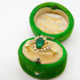18ct Yellow Gold, Emerald & 0.25ct Diamond Crossover Ring Vintage c1980