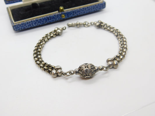 Victorian Sterling Silver Albertina Ball Form Link Bracelet Antique c1860 French