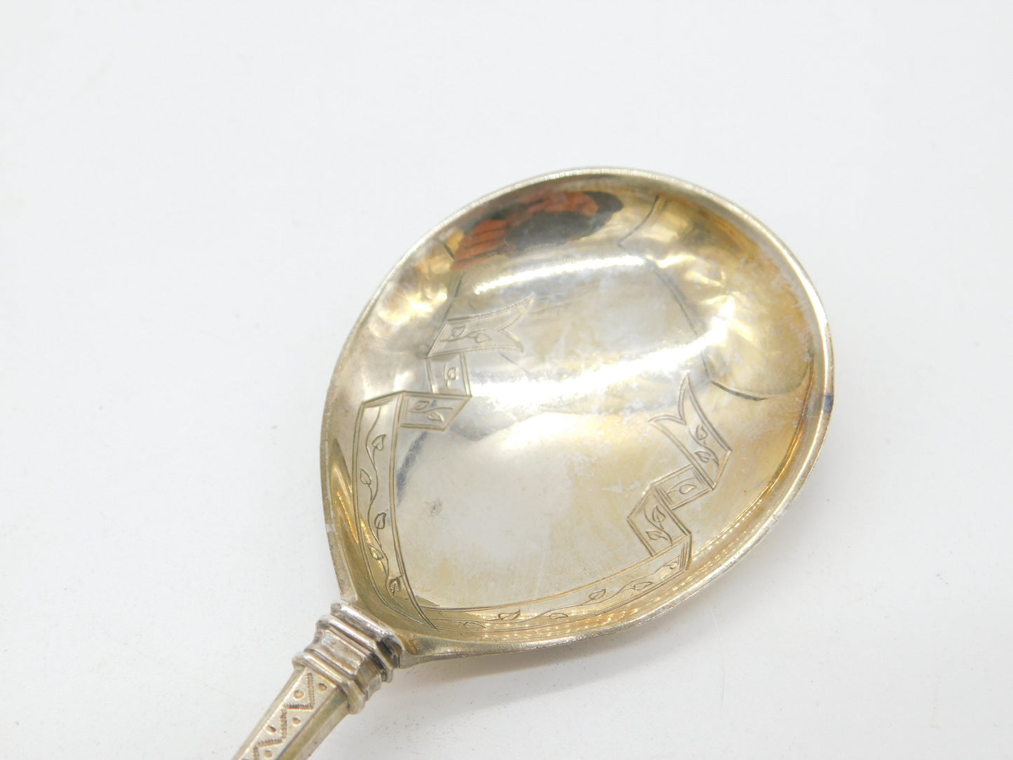 Norwegian .830 Grade Silver Crown Terminal Tea Caddy Spoon c1890 Bergen Antique