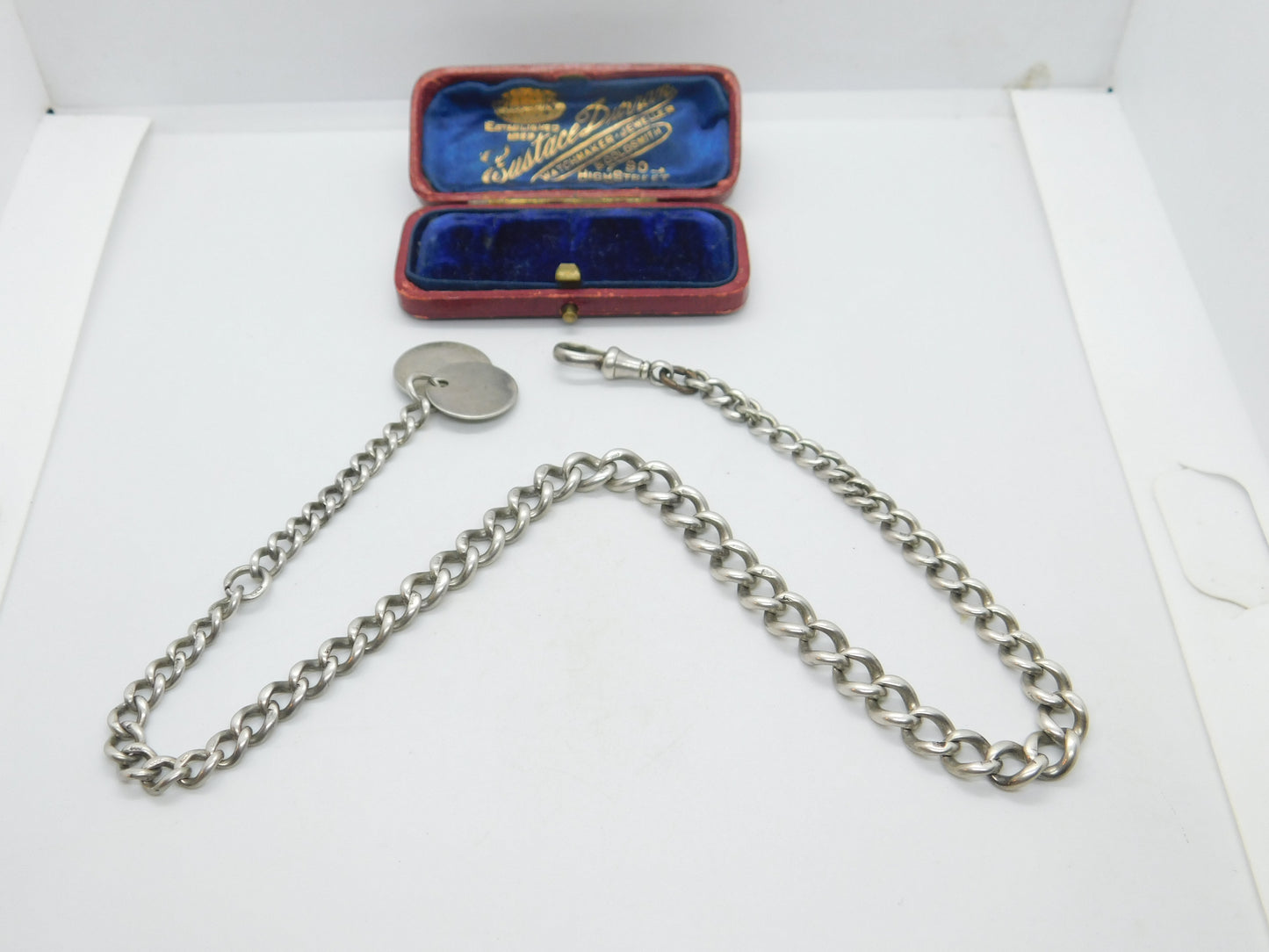 Victorian Sterling Silver Graduating Albert Link Watch Chain Antique c1890