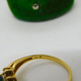 18ct Yellow Gold, Emerald & 0.25ct Diamond Crossover Ring Vintage c1980