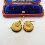 Regency Grand Tour 9ct Gold Carved Lava Female Cameo Earrings Antique c1830