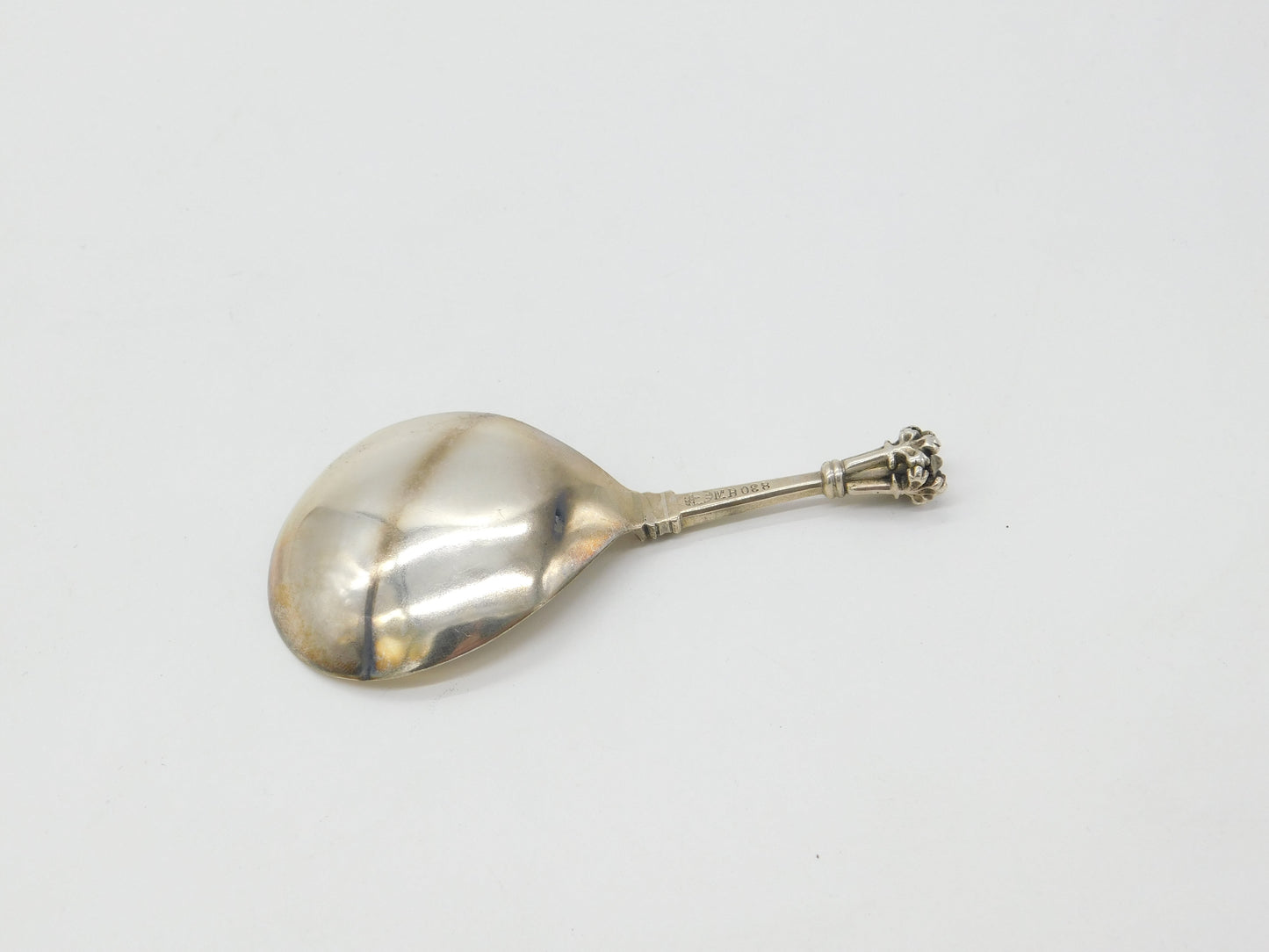 Norwegian .830 Grade Silver Crown Terminal Tea Caddy Spoon c1890 Bergen Antique