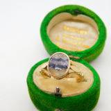 9ct Yellow Gold Derbyshire Blue John Signet Ring Vintage 1994 Birmingham