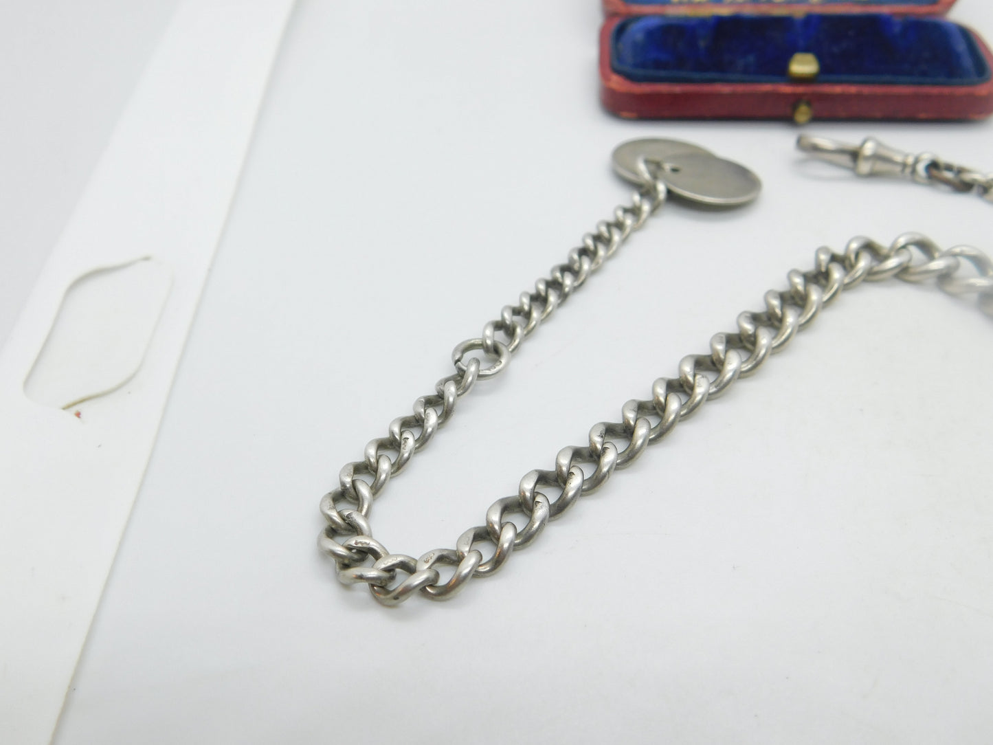 Victorian Sterling Silver Graduating Albert Link Watch Chain Antique c1890