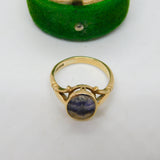 9ct Yellow Gold Derbyshire Blue John Signet Ring Vintage 1994 Birmingham