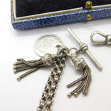 Victorian Sterling Silver Floral Albertina Bracelet with Albertina Tassels & Ottoman Coin Fob
