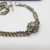 Victorian Sterling Silver Floral Albertina Bracelet with Albertina Tassels & Ottoman Coin Fob