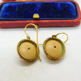 Regency Grand Tour 9ct Gold Carved Lava Female Cameo Earrings Antique c1830