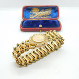Victorian Rolled Gold Bracelet With 9ct Gold Locket Front Antique c1900