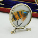 Boxed Set of Sterling Silver Fly Fishing Menu Holders Antique 1913 Chester