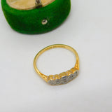 Victorian 18ct Yellow Gold Old Cut Diamond Set Dress Ring Antique c1890
