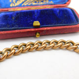 Edwardian 9ct Rose Gold Curb Charm Bracelet with Heart Lock Clasp Antique c1910