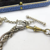 Victorian Sterling Silver & Enamel Floral Albertina Tassel Bracelet Antique c1860