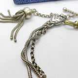 Victorian Sterling Silver & Enamel Floral Albertina Tassel Bracelet Antique c1860
