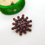 19th Century Austrian 8ct Gold & Bohemian Garnet Snowflake Brooch Antique c1860