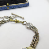Victorian Sterling Silver & Enamel Floral Albertina Tassel Bracelet Antique c1860