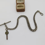 Edwardian Sterling Silver Graduating Albert Watch Chain 1905 Antique Birmingham