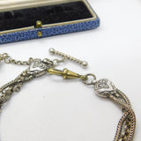 Victorian Sterling Silver & Enamel Floral Albertina Tassel Bracelet Antique c1860