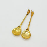Pair of Sterling Silver Gilt King David & Alexander the Great Spoons 1978 London