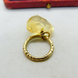 Victorian 15ct Gold Split Ring With 9ct Faceted Citrine Heart Charm Antique 1860