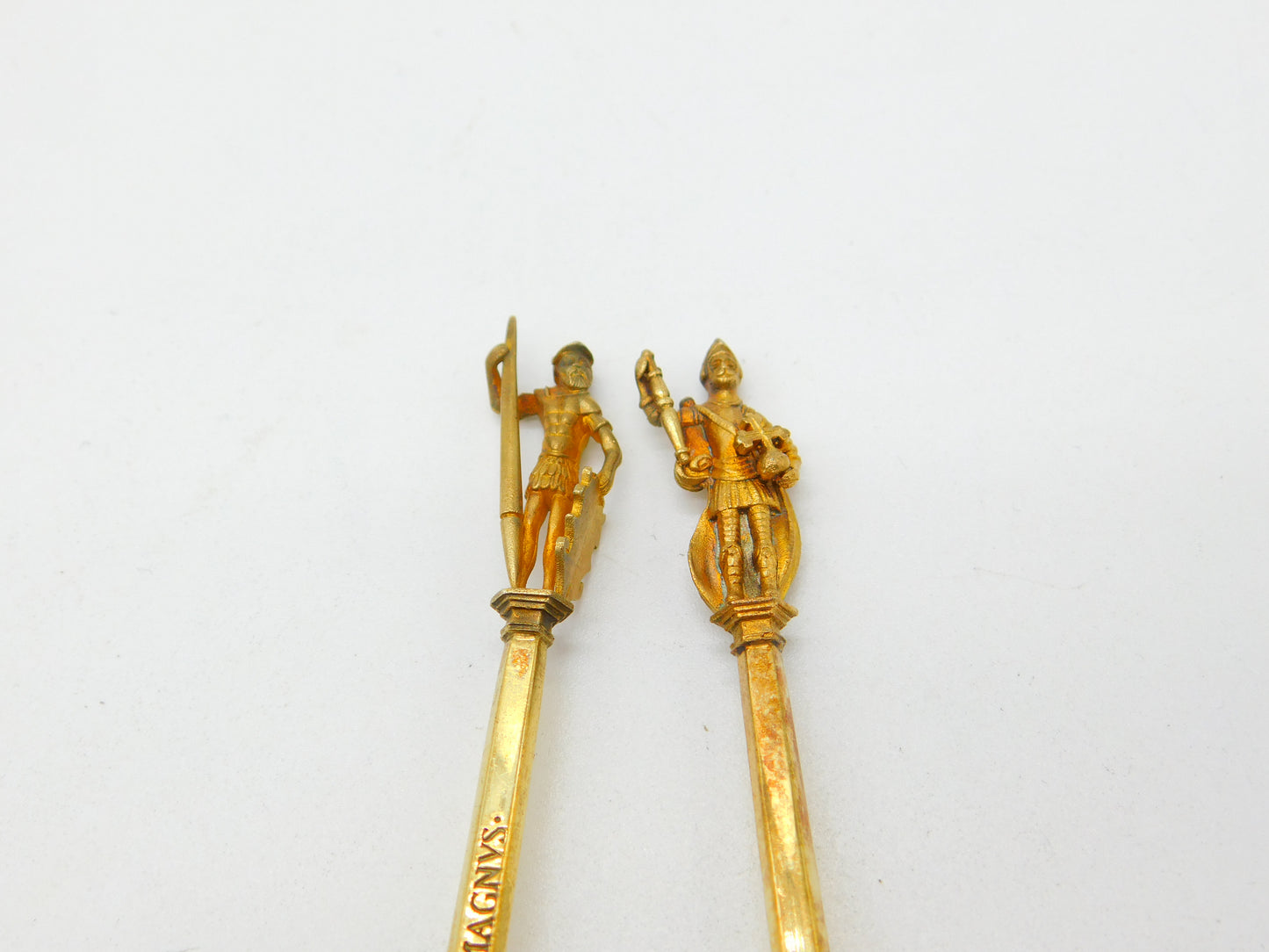 Pair of Sterling Silver Gilt King David & Alexander the Great Spoons 1978 London