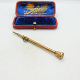 Victorian 9ct Yellow Gold Citrine Set Propelling Pencil Antique c1860