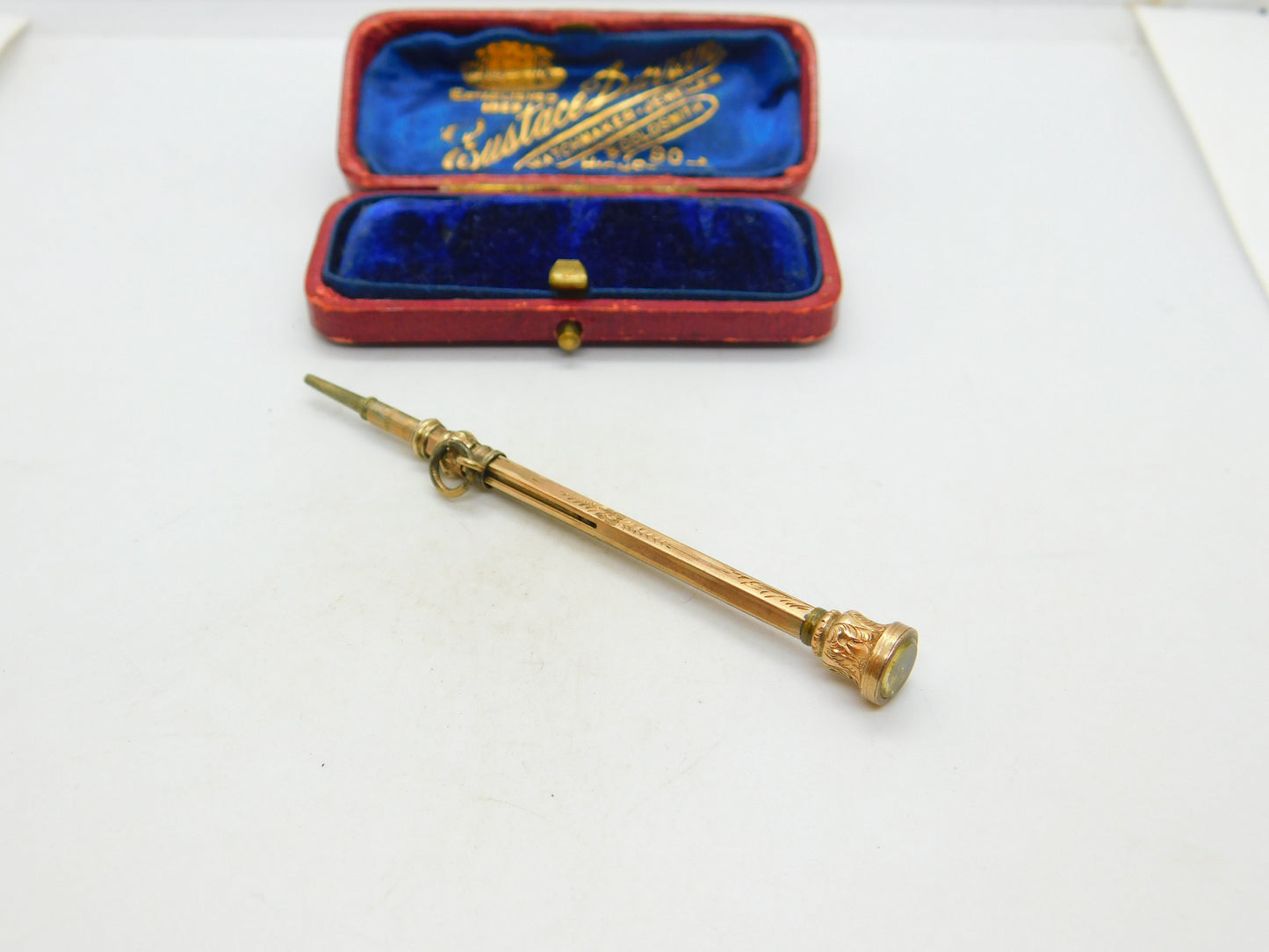 Victorian 9ct Yellow Gold Citrine Set Propelling Pencil Antique c1860