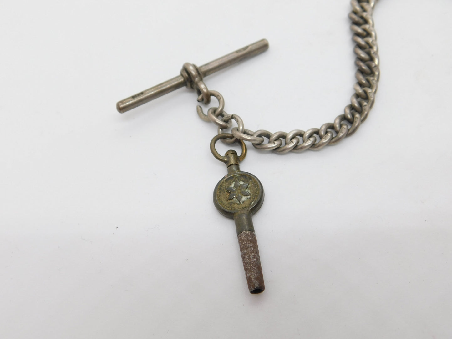 Edwardian Sterling Silver Graduating Albert Watch Chain 1905 Antique Birmingham