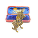 Victorian Cold Painted Vienna Bronze Cat on a Throne Figure Antique c1860