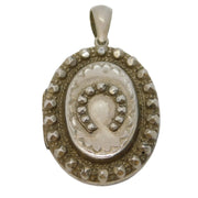 Victorian Sterling Silver Lucky Horseshoe Locket Antique 1876 Birmingham