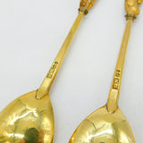 Pair of Sterling Silver Gilt King David & Alexander the Great Spoons 1978 London
