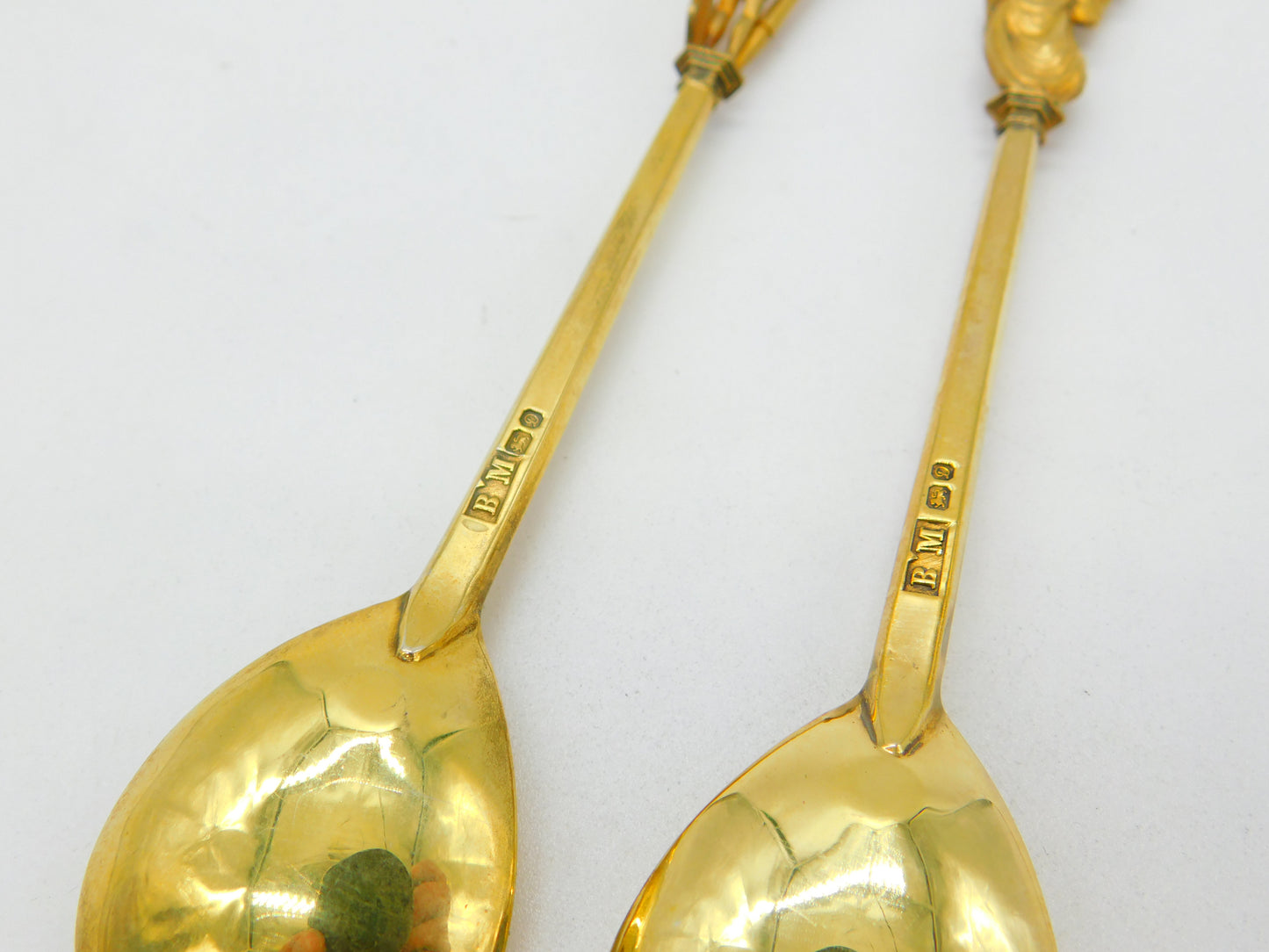 Pair of Sterling Silver Gilt King David & Alexander the Great Spoons 1978 London