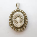 Victorian Sterling Silver Lucky Horseshoe Locket Antique 1876 Birmingham