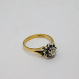 9ct Yellow Gold 8 Sapphire & Diamond Cluster Ring Vintage 1973 London