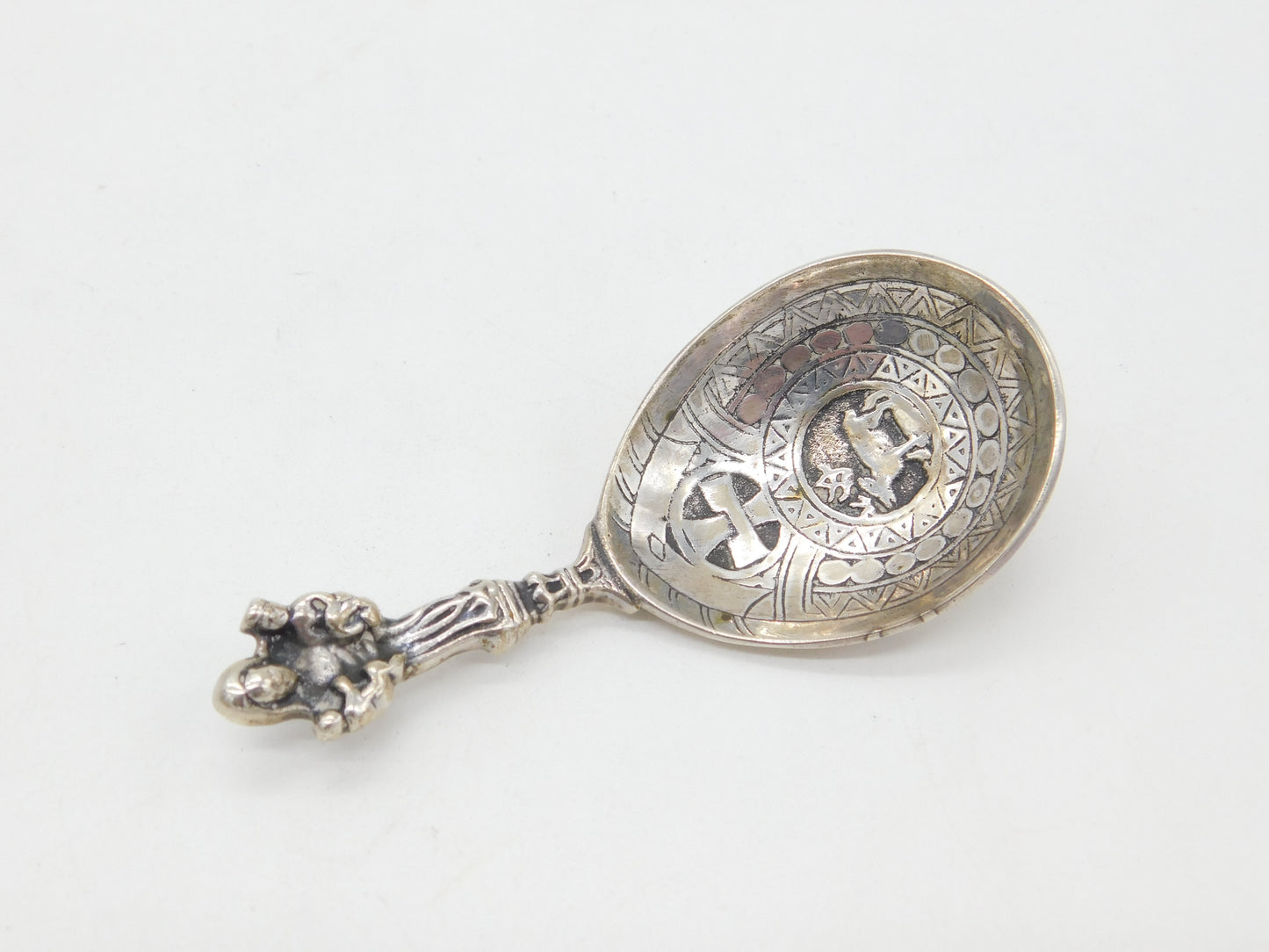 Victorian Norwegian .830 Silver Religious Anointing Spoon Antique c1890