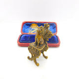 Victorian Cold Painted Vienna Bronze Cat on a Throne Figure Antique c1860