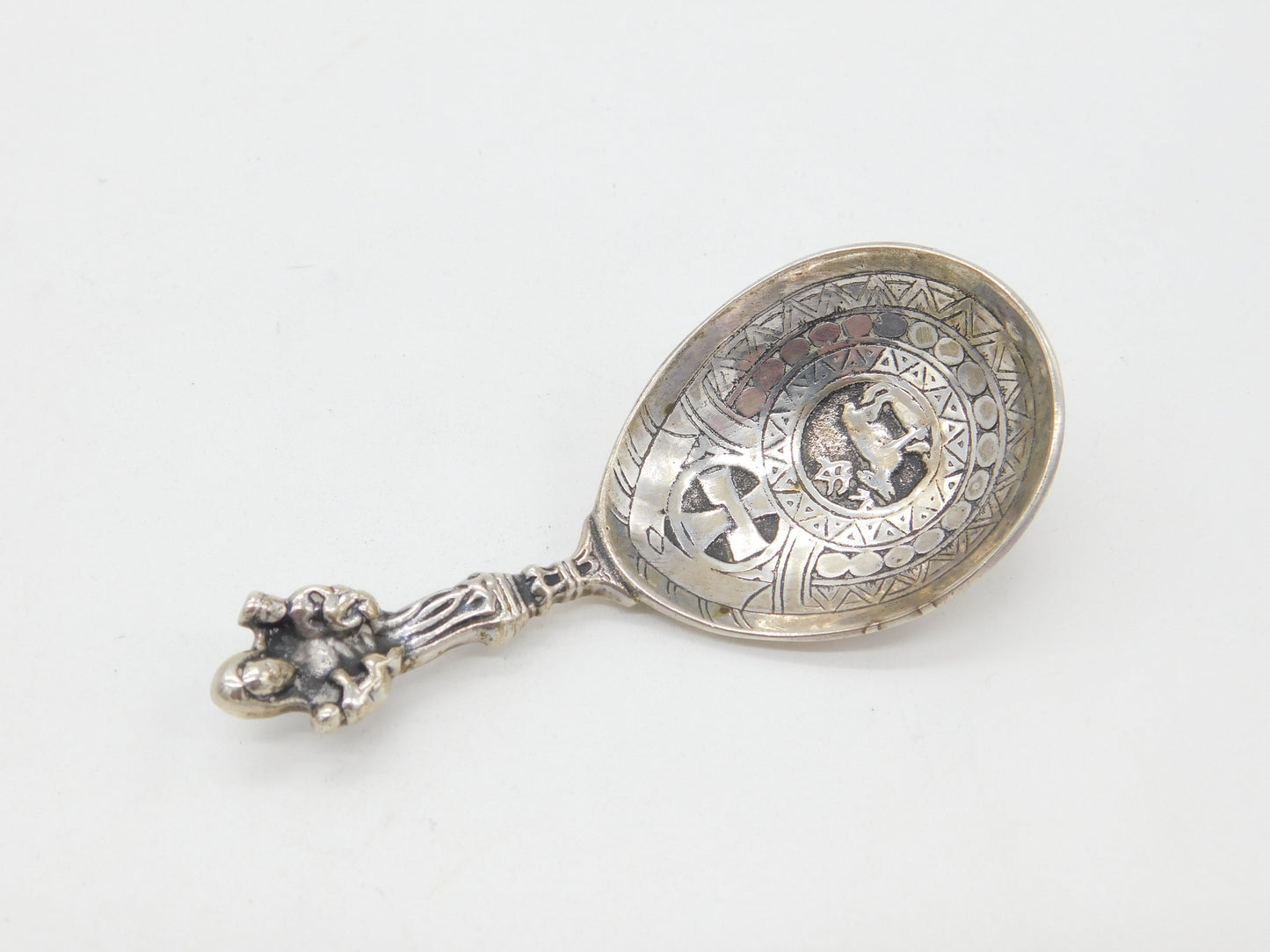 Victorian Norwegian .830 Silver Religious Anointing Spoon Antique c1890