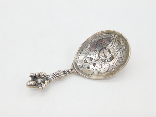 Victorian Norwegian .830 Silver Religious Anointing Spoon Antique c1890