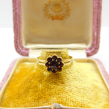 Austrian 14ct Yellow Gold & Bohemian Garnet Cluster Ring Antique c1940 Deco