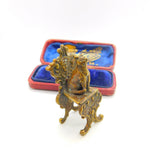 Victorian Cold Painted Vienna Bronze Cat on a Throne Figure Antique c1860