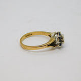 9ct Yellow Gold 8 Sapphire & Diamond Cluster Ring Vintage 1973 London