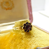 Austrian 14ct Yellow Gold & Bohemian Garnet Cluster Ring Antique c1940 Deco
