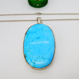 Navajo Style Large Sterling Silver Mounted Turquoise Statement Necklace Vintage