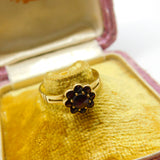 Austrian 14ct Yellow Gold & Bohemian Garnet Cluster Ring Antique c1940 Deco
